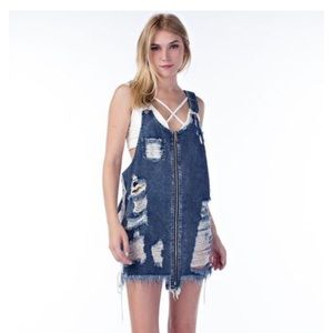 Shop Hope’s. Zip up overall dress. Distressed